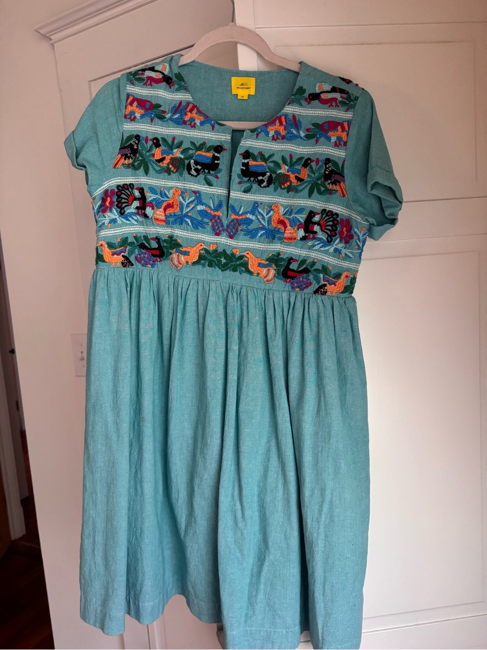 Roller Rabbit Teal Embroidered Cotton Dress